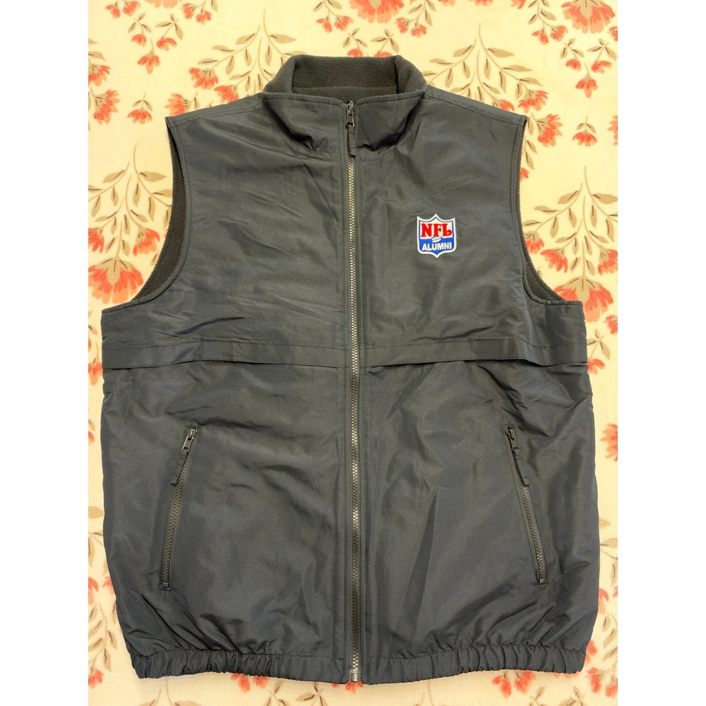 NFL Alumni Mens Full Zip Fleece Lined Vest Navy Blue Large XL